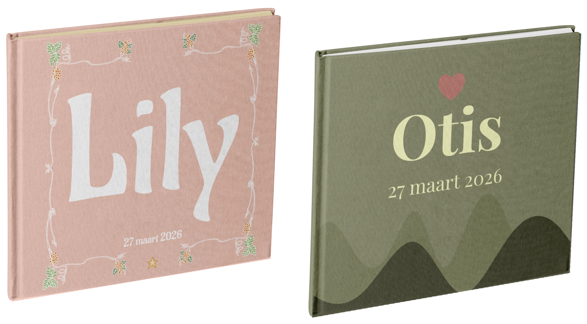 Prachtig gedrukt vierkant geboorteboekje